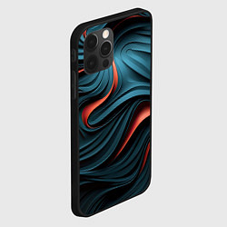 Чехол для iPhone 12 Pro Max Сине-оранжевая абстрактная волна, цвет: 3D-черный — фото 2