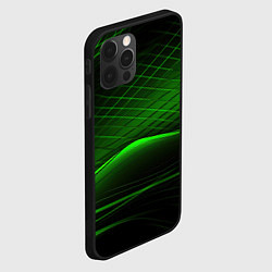 Чехол для iPhone 12 Pro Max Green lines black backgrouns, цвет: 3D-черный — фото 2