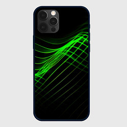 Чехол для iPhone 12 Pro Max Зеленые яркие линии, цвет: 3D-черный