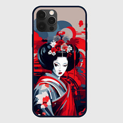 Чехол для iPhone 12 Pro Max Geisha vector style, цвет: 3D-черный