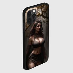 Чехол для iPhone 12 Pro Max Девушка в лесу на фоне луны, цвет: 3D-черный — фото 2