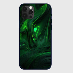 Чехол для iPhone 12 Pro Max Зеленые разводы, цвет: 3D-черный