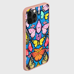 Чехол для iPhone 12 Pro Max Зеркальный паттерн из бабочек - мода, цвет: 3D-светло-розовый — фото 2