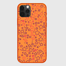 Чехол для iPhone 12 Pro Max Маленькие звёздочки оранжевый, цвет: 3D-красный