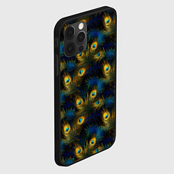 Чехол для iPhone 12 Pro Max Перья павлина на черном фоне, цвет: 3D-черный — фото 2