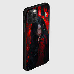 Чехол для iPhone 12 Pro Max Девушка из аниме и красные печати, цвет: 3D-черный — фото 2
