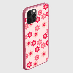 Чехол для iPhone 12 Pro Max Розовые цветочные пуговицы, цвет: 3D-малиновый — фото 2