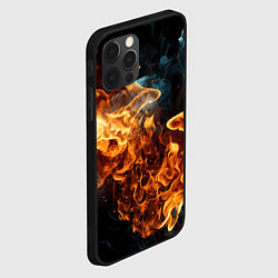 Чехол для iPhone 12 Pro Max Пламя огня фон, цвет: 3D-черный — фото 2