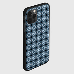 Чехол для iPhone 12 Pro Max Геометрический узор в серо-голубом цвете, цвет: 3D-черный — фото 2