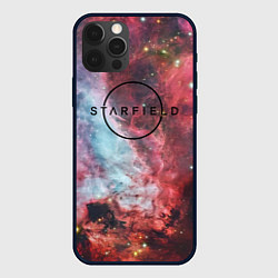 Чехол для iPhone 12 Pro Max Starfield лого космос, цвет: 3D-черный