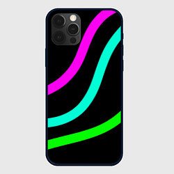 Чехол для iPhone 12 Pro Max Абстракция три полосы, цвет: 3D-черный