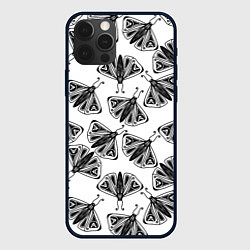 Чехол для iPhone 12 Pro Max Butterflies - gothic pattern, цвет: 3D-черный