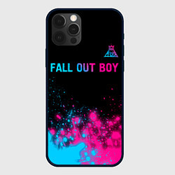 Чехол для iPhone 12 Pro Max Fall Out Boy - neon gradient: символ сверху, цвет: 3D-черный