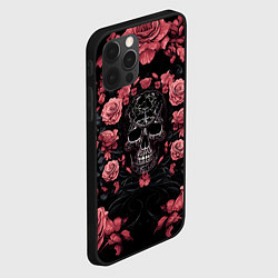 Чехол для iPhone 12 Pro Max И череп и розы, цвет: 3D-черный — фото 2