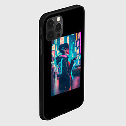 Чехол для iPhone 12 Pro Max Девушка киберпанк в наушниках, цвет: 3D-черный — фото 2