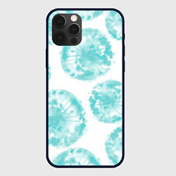 Чехол для iPhone 12 Pro Max Акварельные голубые био формы, цвет: 3D-черный