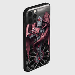 Чехол для iPhone 12 Pro Max Красный кельтский дракон на готическом кресте, цвет: 3D-черный — фото 2
