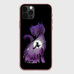 Чехол для iPhone 12 Pro Max Кот в ночи, цвет: 3D-светло-розовый