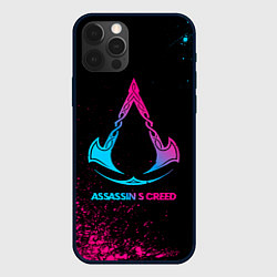 Чехол для iPhone 12 Pro Max Assassins Creed - neon gradient, цвет: 3D-черный