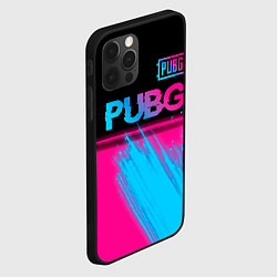 Чехол для iPhone 12 Pro Max PUBG - neon gradient: символ сверху, цвет: 3D-черный — фото 2