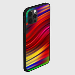 Чехол для iPhone 12 Pro Max Разноцветный абстрактный узор волны, цвет: 3D-черный — фото 2