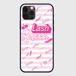 Чехол для iPhone 12 Pro Max Lash queen - pink Barbie pattern, цвет: 3D-черный