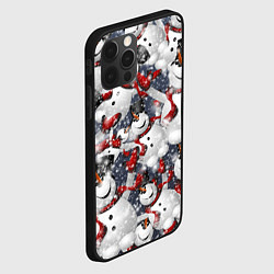 Чехол для iPhone 12 Pro Max Зимний паттерн со снеговиками, цвет: 3D-черный — фото 2
