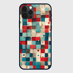 Чехол для iPhone 12 Pro Max Ретро квадраты ванильные, цвет: 3D-черный