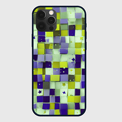 Чехол для iPhone 12 Pro Max Ретро квадраты болотные, цвет: 3D-черный