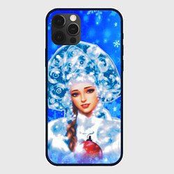 Чехол для iPhone 12 Pro Max Красивая русская снегурочка, цвет: 3D-черный