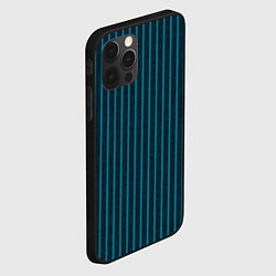 Чехол для iPhone 12 Pro Max Текстурные полосы бирюзовый, цвет: 3D-черный — фото 2