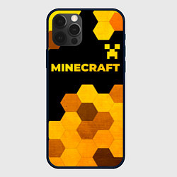 Чехол для iPhone 12 Pro Max Minecraft - gold gradient: символ сверху, цвет: 3D-черный