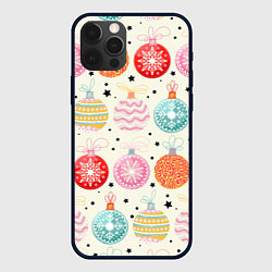 Чехол для iPhone 12 Pro Max Разноцветные новогодние шары, цвет: 3D-черный