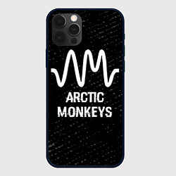 Чехол для iPhone 12 Pro Max Arctic Monkeys glitch на темном фоне, цвет: 3D-черный