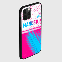 Чехол для iPhone 12 Pro Max Maneskin neon gradient style: символ сверху, цвет: 3D-черный — фото 2