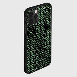 Чехол для iPhone 12 Pro Max Неоновая кибер-кольчуга зелёная, цвет: 3D-черный — фото 2