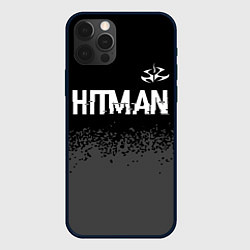 Чехол для iPhone 12 Pro Max Hitman glitch на темном фоне: символ сверху, цвет: 3D-черный