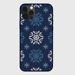 Чехол для iPhone 12 Pro Max Снежинки спицами - узоры зимы, цвет: 3D-черный