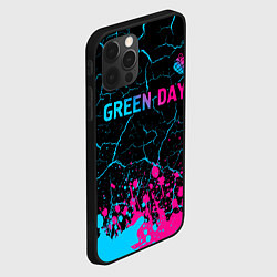 Чехол для iPhone 12 Pro Max Green Day - neon gradient: символ сверху, цвет: 3D-черный — фото 2