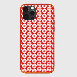 Чехол для iPhone 12 Pro Max Белые ромашки на красном, цвет: 3D-красный