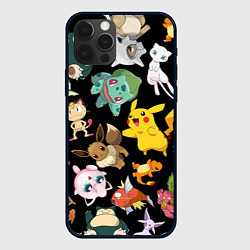 Чехол для iPhone 12 Pro Max Пикачу и другие покемоны, цвет: 3D-черный