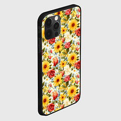 Чехол для iPhone 12 Pro Max Паттерн из желтых и красных цветов, цвет: 3D-черный — фото 2