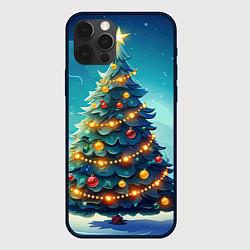 Чехол для iPhone 12 Pro Max Новогодняя елка, цвет: 3D-черный