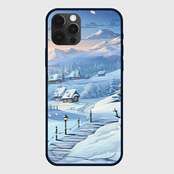Чехол для iPhone 12 Pro Max Новогодний дворик со снеговиком, цвет: 3D-черный