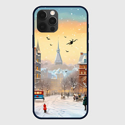Чехол для iPhone 12 Pro Max Новогодний городок, цвет: 3D-черный