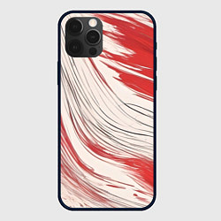 Чехол для iPhone 12 Pro Max Абстракция красно-белая, цвет: 3D-черный