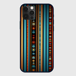 Чехол для iPhone 12 Pro Max Этнический паттерн в вертикальную полоску, цвет: 3D-черный