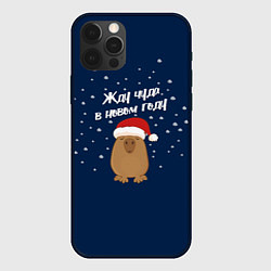 Чехол для iPhone 12 Pro Max Новогодняя капибара 2024, цвет: 3D-черный