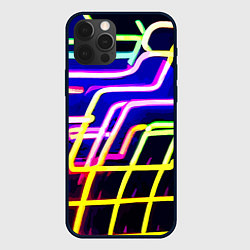 Чехол для iPhone 12 Pro Max Авангардный неоновый паттерн, цвет: 3D-черный