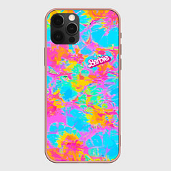 Чехол для iPhone 12 Pro Max Барбм - цветочный абстрактный паттерн - тай-дай, цвет: 3D-светло-розовый